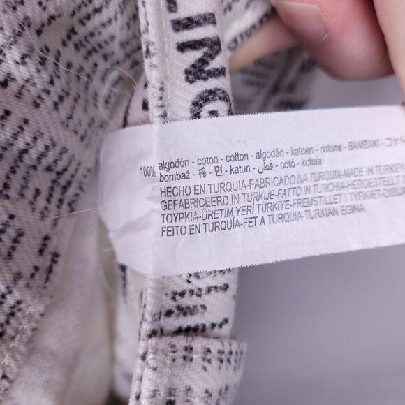 Zara Jeans Womens 4 White Newspaper Print Butterfly Straight Leg Button Fly - Picture 6 of 11